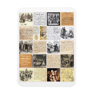 Salem Witch Trials brev dokument kollage art Magnet