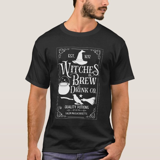 Salem Witches Brew Drink Halloween Costume T Shirt (Framsida)