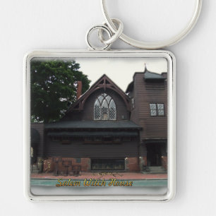 Salem Witches House Keychain Fyrkantig Silverfärgad Nyckelring