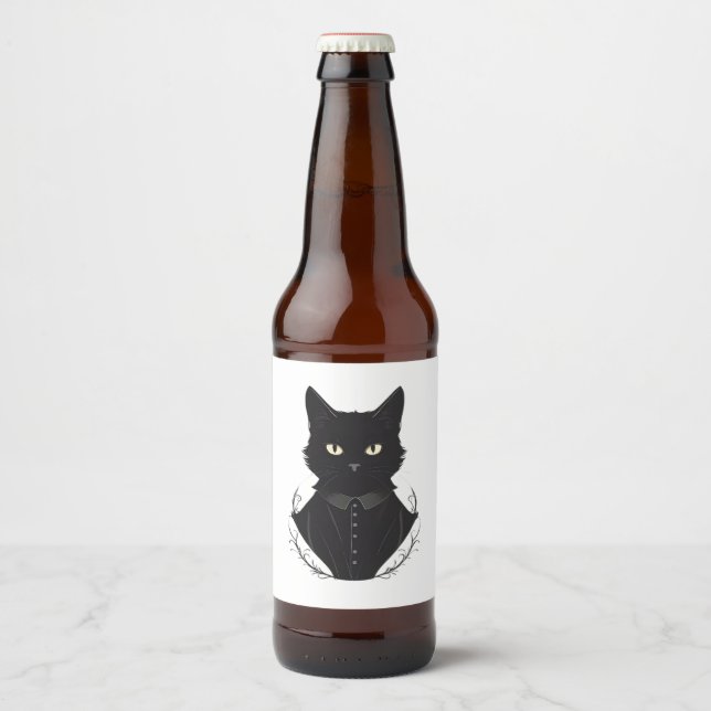 Salem's Enchanted Black Cat Ölflaska Etikett (Framsida)