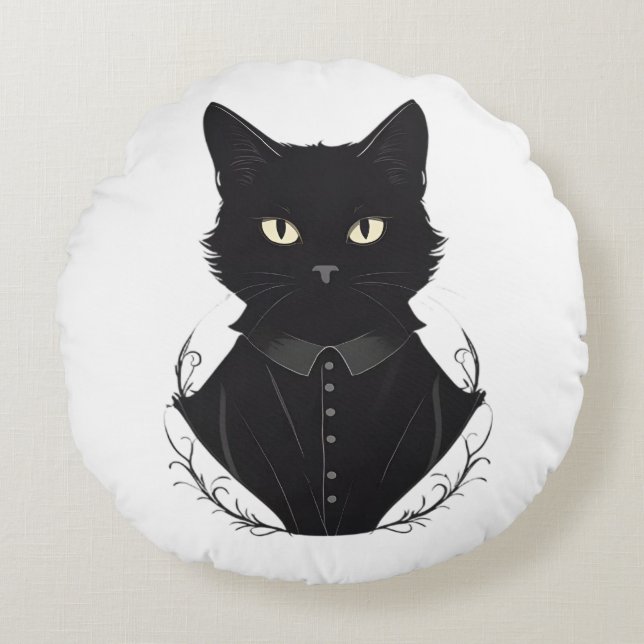 Salem's Enchanted Black Cat Rund Kudde (Framsidan)