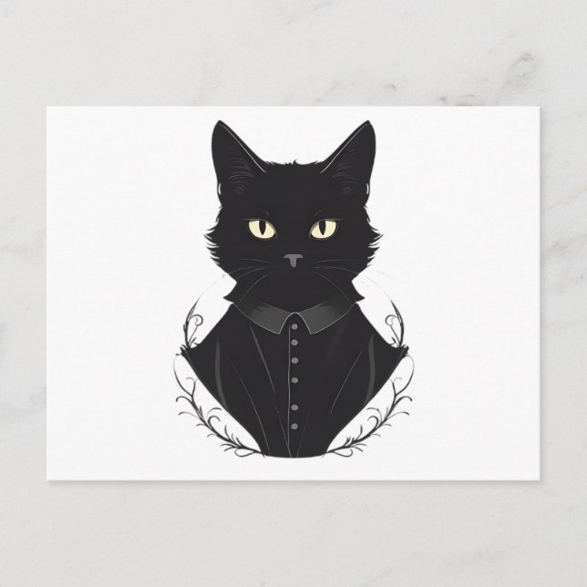 Salems Förtrollade Svarta Katt Inbjudan Vykort (Framsida)