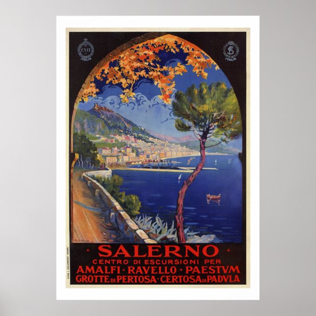 Salerno Italien vintage sommarresa och Poster (Framsidan)