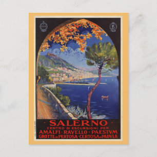 Salerno Italien vintage sommarresa och Vykort