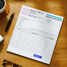 Sales Invoice Booklet (Name & Logo) Personalized Anteckningsblock