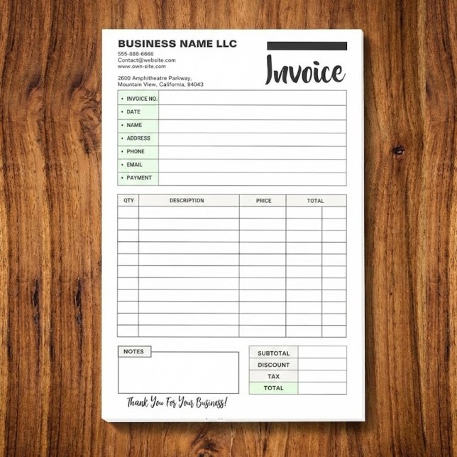 Sales Invoice Receipts, Small Business Payment Pad Post-it Block (printable sales receipt template)