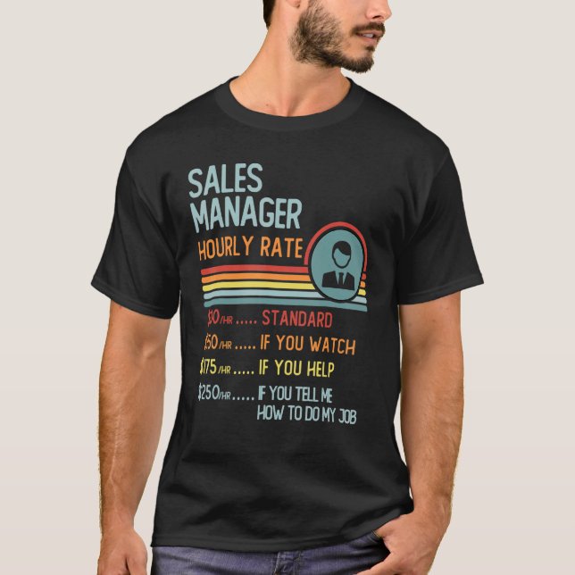 Sales Manager Hourly Rate T-Shirt Retro Job Title (Framsida)