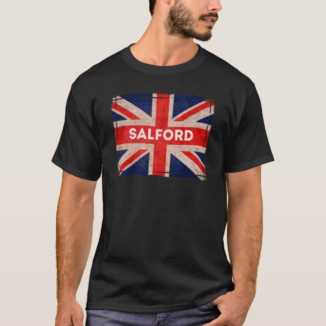 Salford Flagga Music Manchester Born och Bred T Shirt (Framsida)