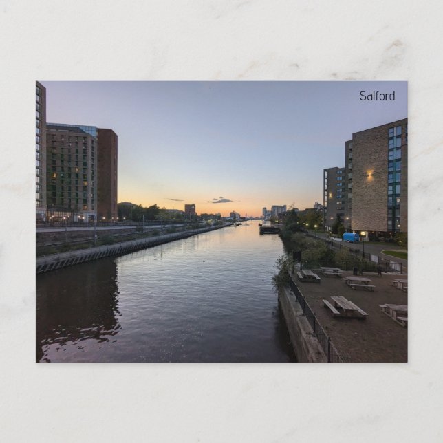 Salford Quays i Dusk Vykort (Framsida)
