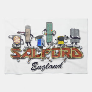 Salford tecknade figurer kökshandduk