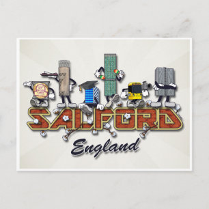 Salford tecknade figurer vykort