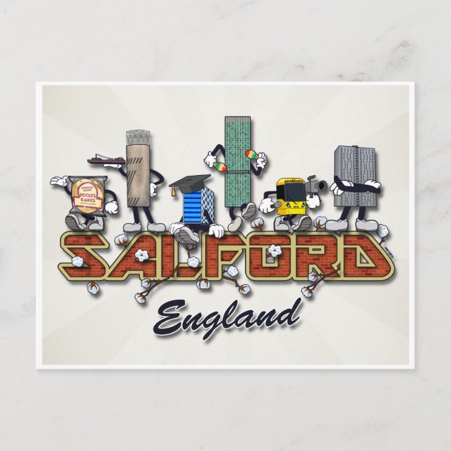 Salford tecknade figurer vykort (Framsida)