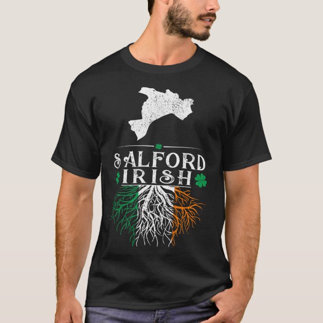 Salford UK City Irish Roots St Patrick Day T Shirt (Framsida)