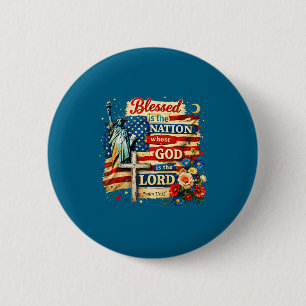 Salig är den nation vars gud är herren patriotisk knapp