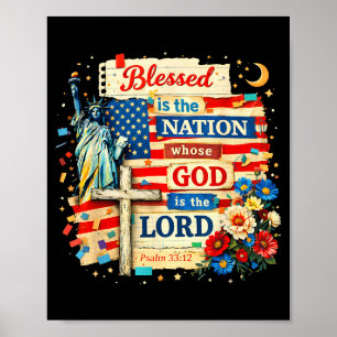 Salig är den nation vars gud är herren patriotisk poster