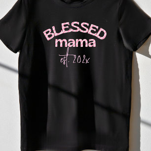 Salig Mamma Grundad År Rödlacker Rosa T Shirt