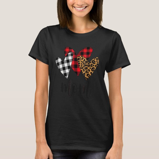 Salig Mamma Leopard Mamma Buffalo Rutig Mamma T Shirt (Framsida)