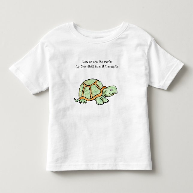 Saliga äro de saktmodiga Barn Turtle T-shirt (Framsida)