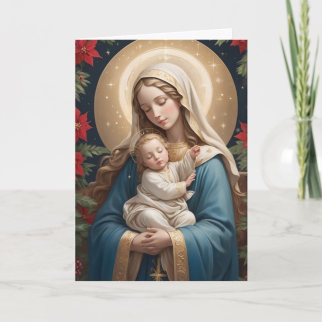 Saliga Jungfru Maria Traditionell katolsk Helgkort (Framsida)