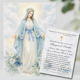 Saliga mor Maria katolsk begravningsminnesmärke Visitkort