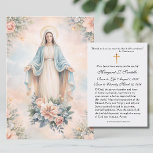 Saliga mor Maria katolsk begravningsminnesmärke Visitkort