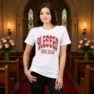 Salige Johannes 20:29 Collegiate Röd Tee