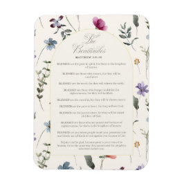 Saligprisningarna Matteus 5:3–12 Blommig skriftstä Magnet