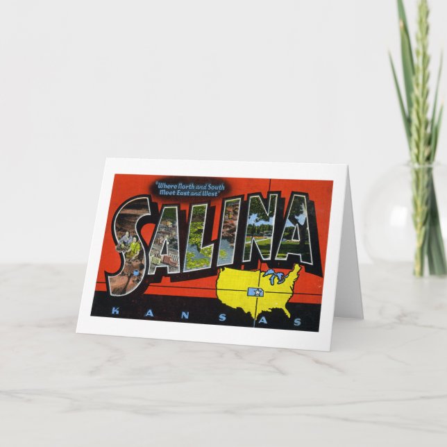 Salina Kansas Vintage Hälsning Kort (Framsida)