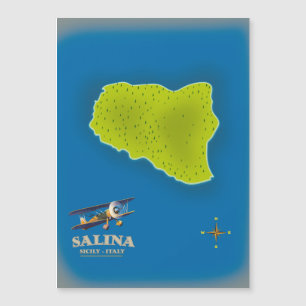 Salina, Sicilien karta reseguide affisch karta