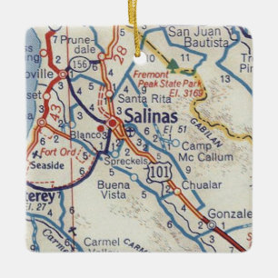 Salinas CA 50's Karta Julgransprydnad Keramik