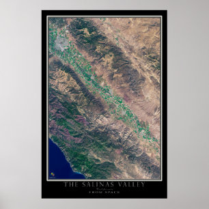 Salinas Valley California Satellite Poster Karta
