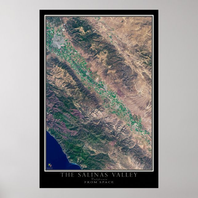 Salinas Valley California Satellite Poster Karta (Framsidan)