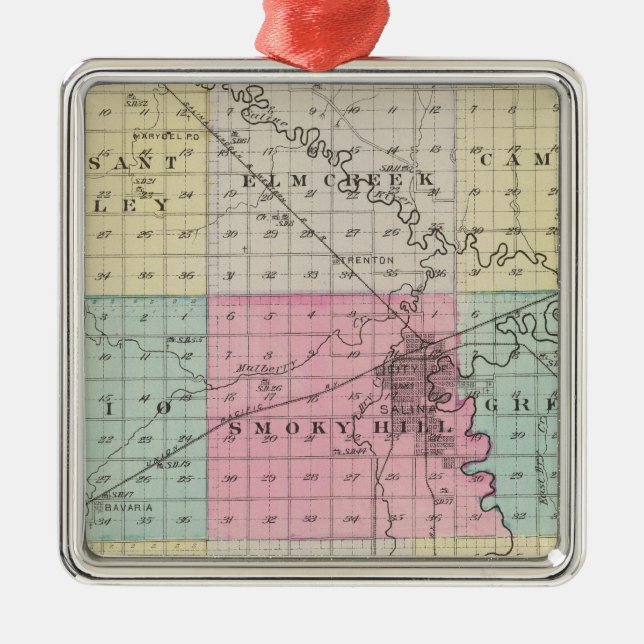 Saline County Kansas Julgransprydnad Metall (Framsidan)