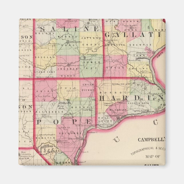 Saline, Gallatin, Hardin, påvens län Magnet (Framsidan)