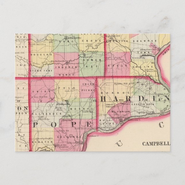 Saline, Gallatin, Hardin, påvens län Vykort (Framsida)