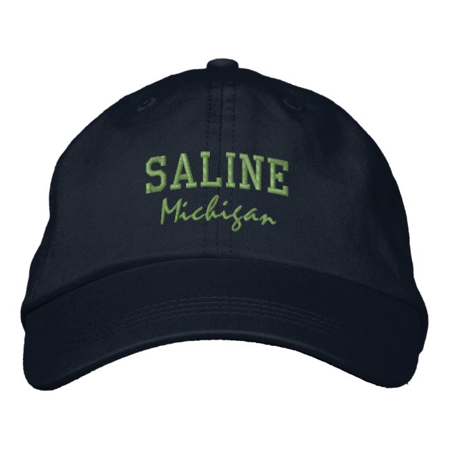 Saline Michigan Embroized Baseball Hat Broderad Keps (Framsida)