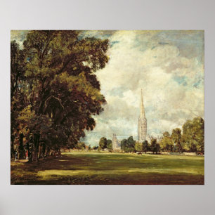 Salisbury Cathedral från Lower Marsh Close, 1820 Poster