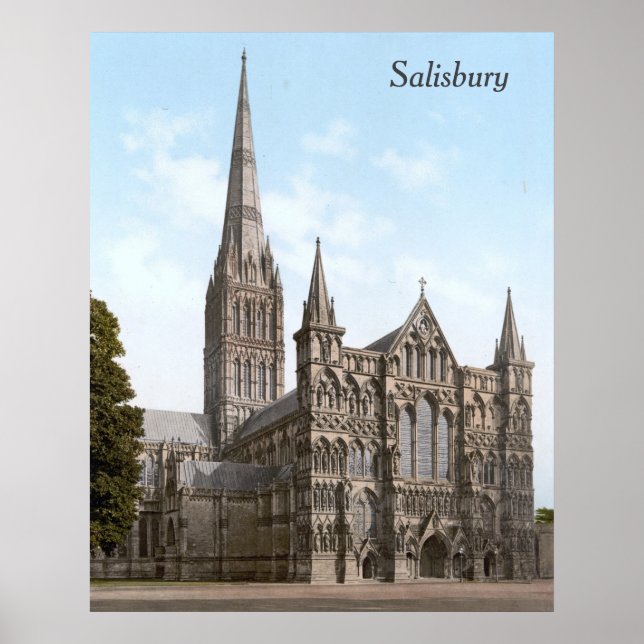 Salisbury Cathedral in England (c. 1900) Poster (Framsidan)