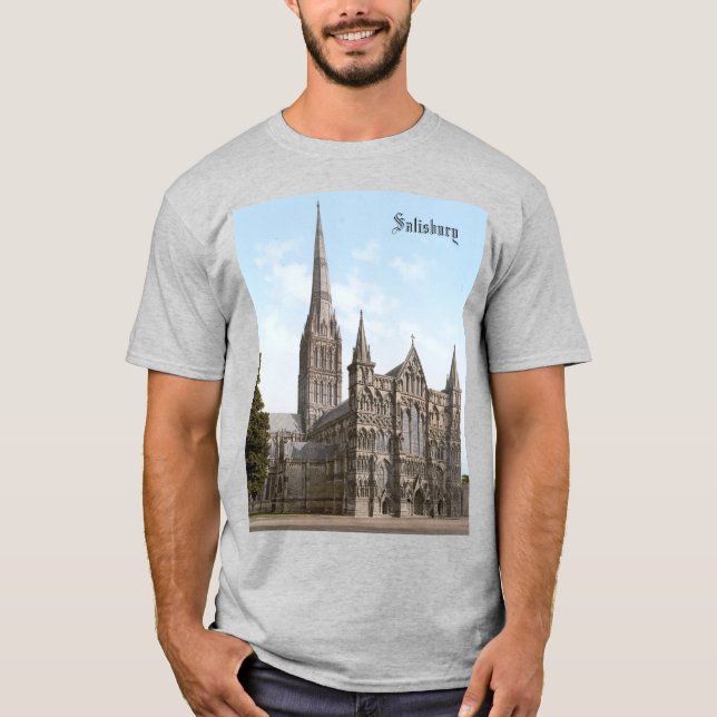 Salisbury Cathedral in England (c. 1900) T Shirt (Framsida)