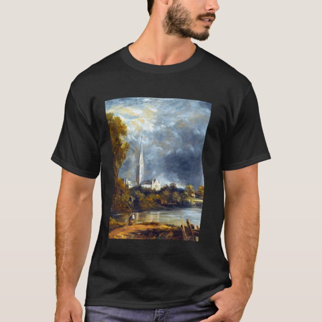Salisbury Cathedral John Constable Romantik Konst T Shirt (Framsida)