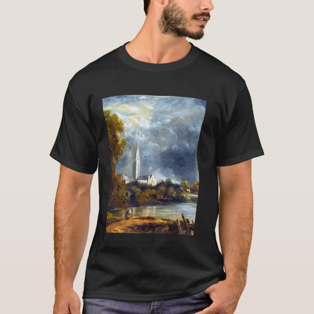 Salisbury Cathedral John Constable Romantiken Lan T Shirt (Framsida)