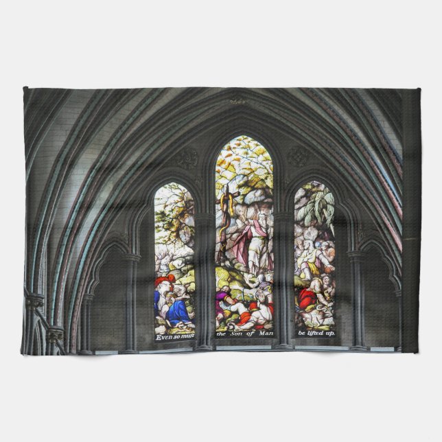Salisbury Cathedral Transept Stached Glass Window Kökshandduk (Horisontell)
