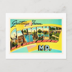 Salisbury Maryland MD Old Vintage resor Postcard- Vykort