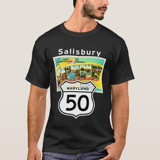 Salisbury Maryland MD US 50 Large Brev Travel Po T Shirt (Framsida)