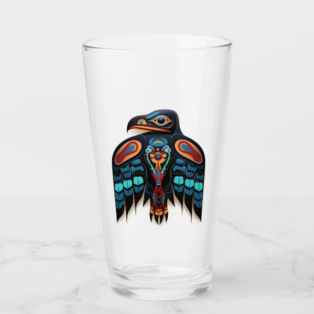 Salish raven totem glaskopp (Framsida)