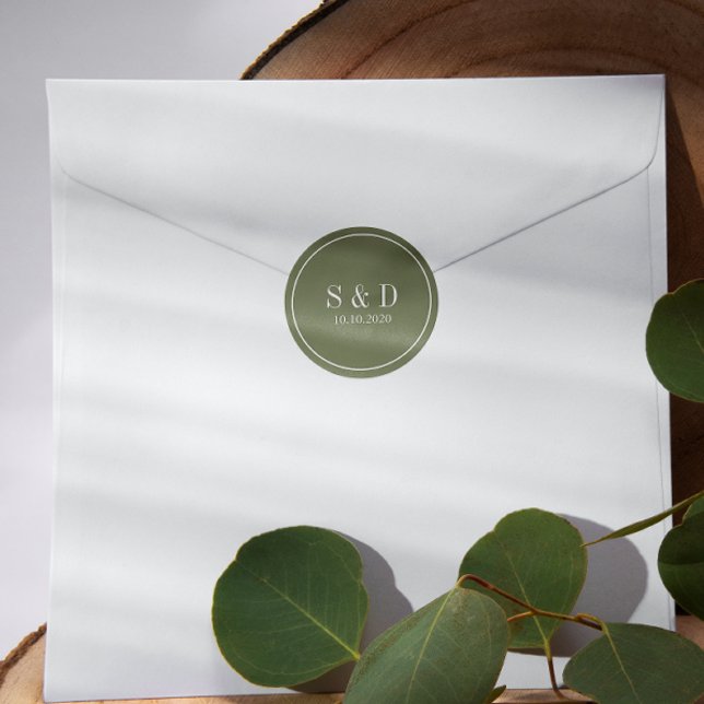 Sälj | Bröllop Classic Monogram Runt Klistermärke (Skapare uppladdad)