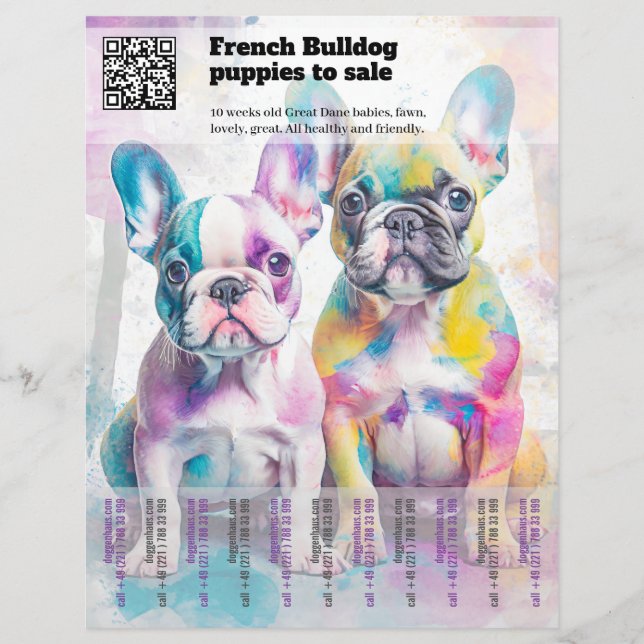 Sälj franska valpar Design Flyer (Framsidan)