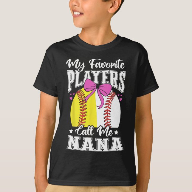 Sälj Grandma Favorite Softll Sell Players Nana Bow T Shirt (Framsida)