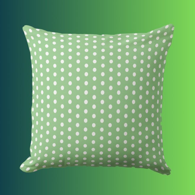 Sälj Grönt med Polka dots vit Kudde (Skapare uppladdad)