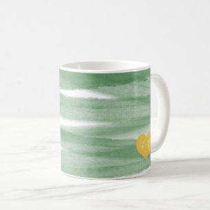 Sälj Grönt Rand vattenfärgsmonogram kaffe Mugg